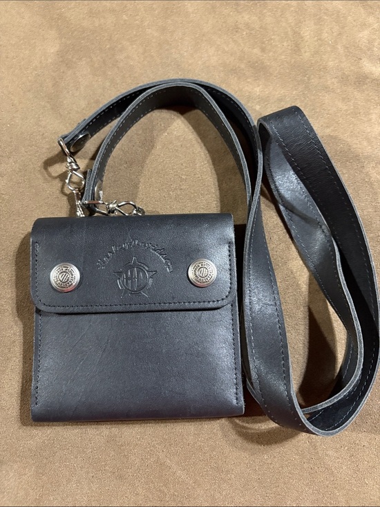Other - Vintage Harley Davidson Black Leather Crossbody Wallet Bag w/Detachable Strap